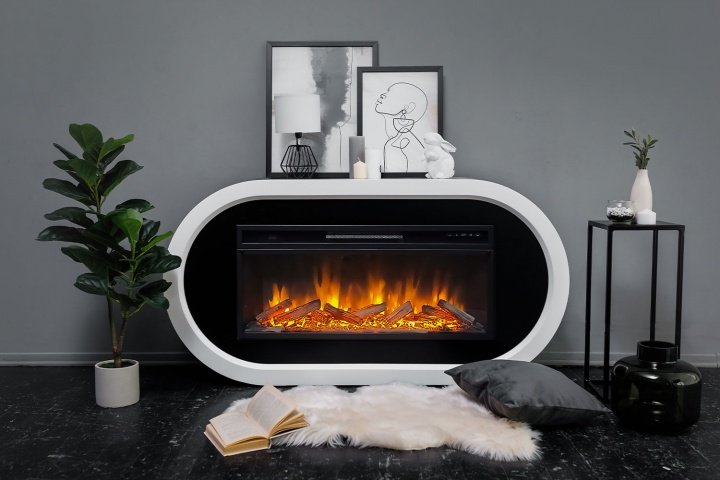 Каминокомплект Royal Flame Ellipse с очагом Vision 42 LOG LED белый с черным